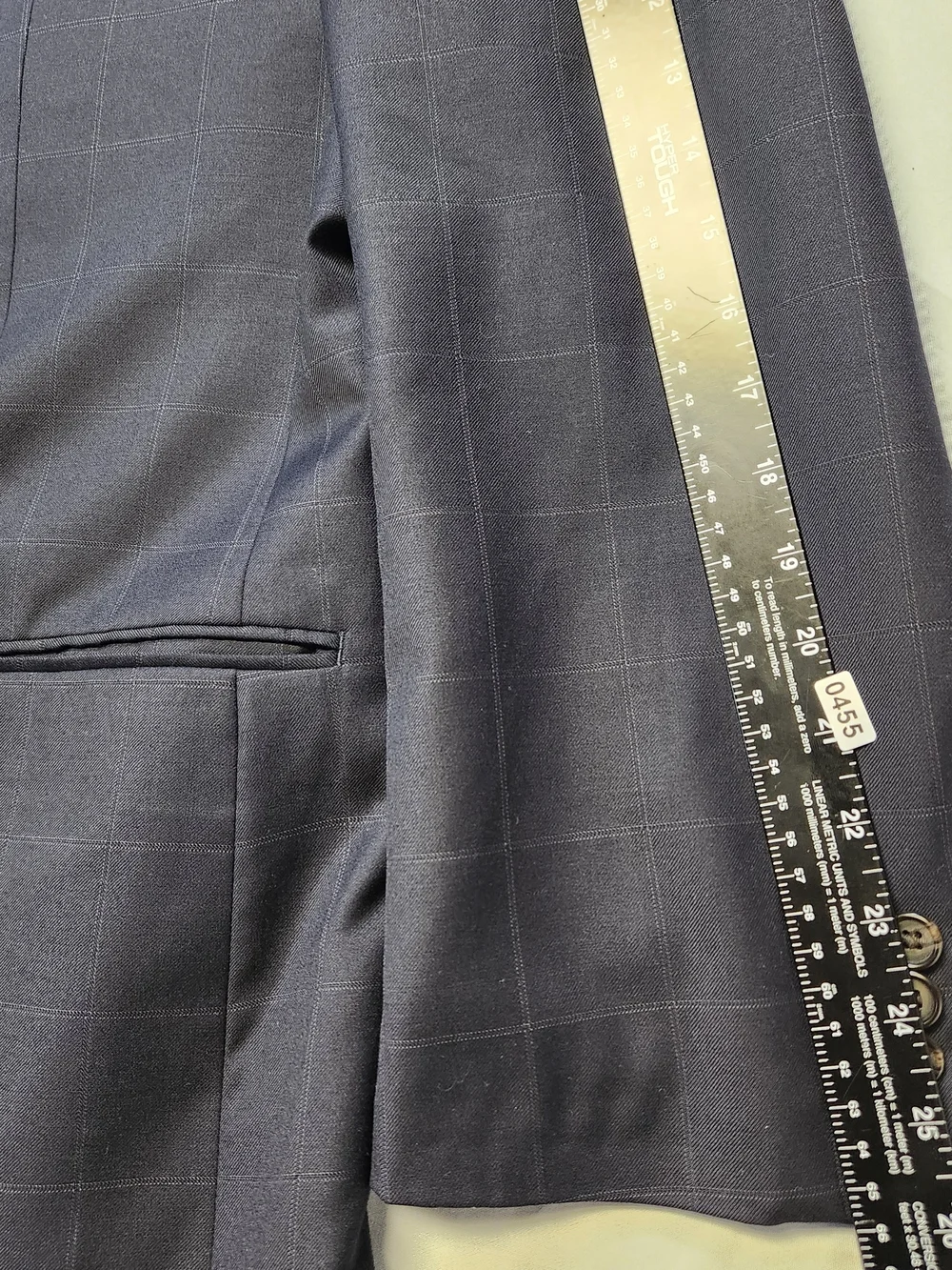 Ralph Lauren 100% Wool RRL Windowpane Blazer Sport Coat Men 50L Navy Blue EUC